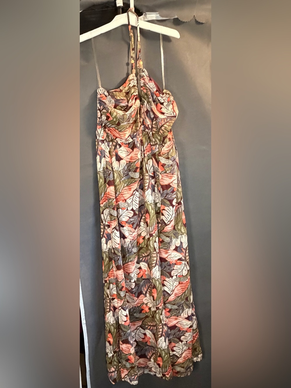 wild fable Tropical Leaf Maxi Dress- Coral, Olive, Cream Large NWT